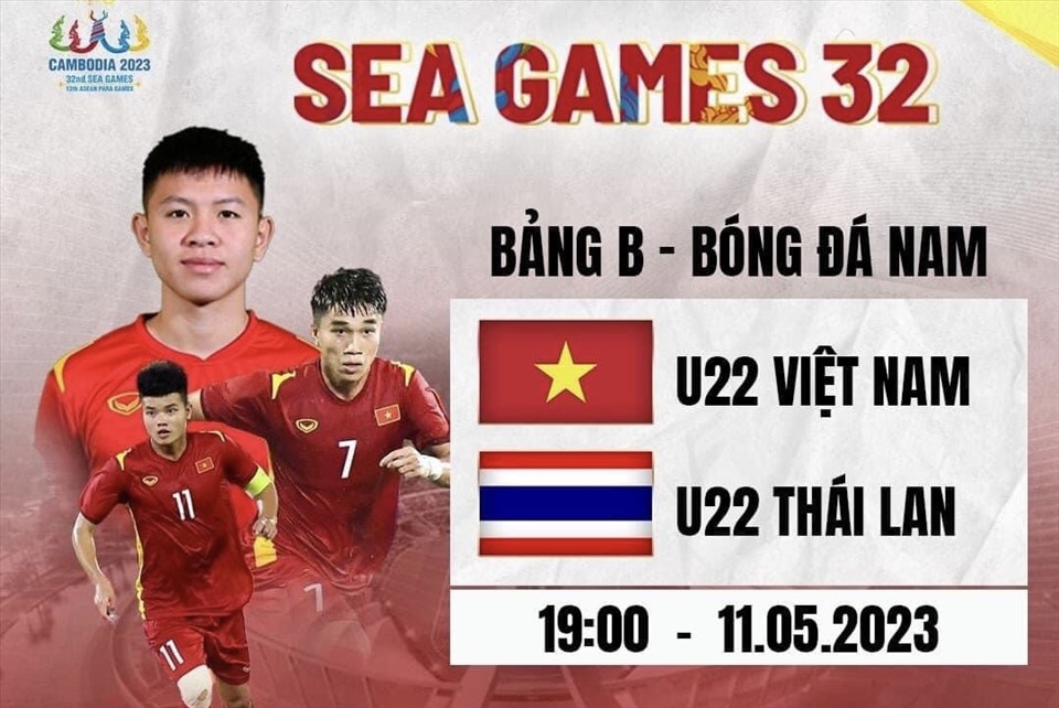 U22 Việt Nam vs U22 Thái Lan Seagame 32 vào 19h00 ngày 11/5/2023